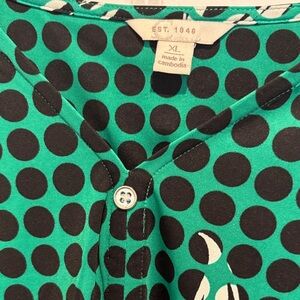 Green Polka Dot Button-Up Top